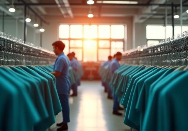 Textile factory workers in a compliant, ethically certified environment
